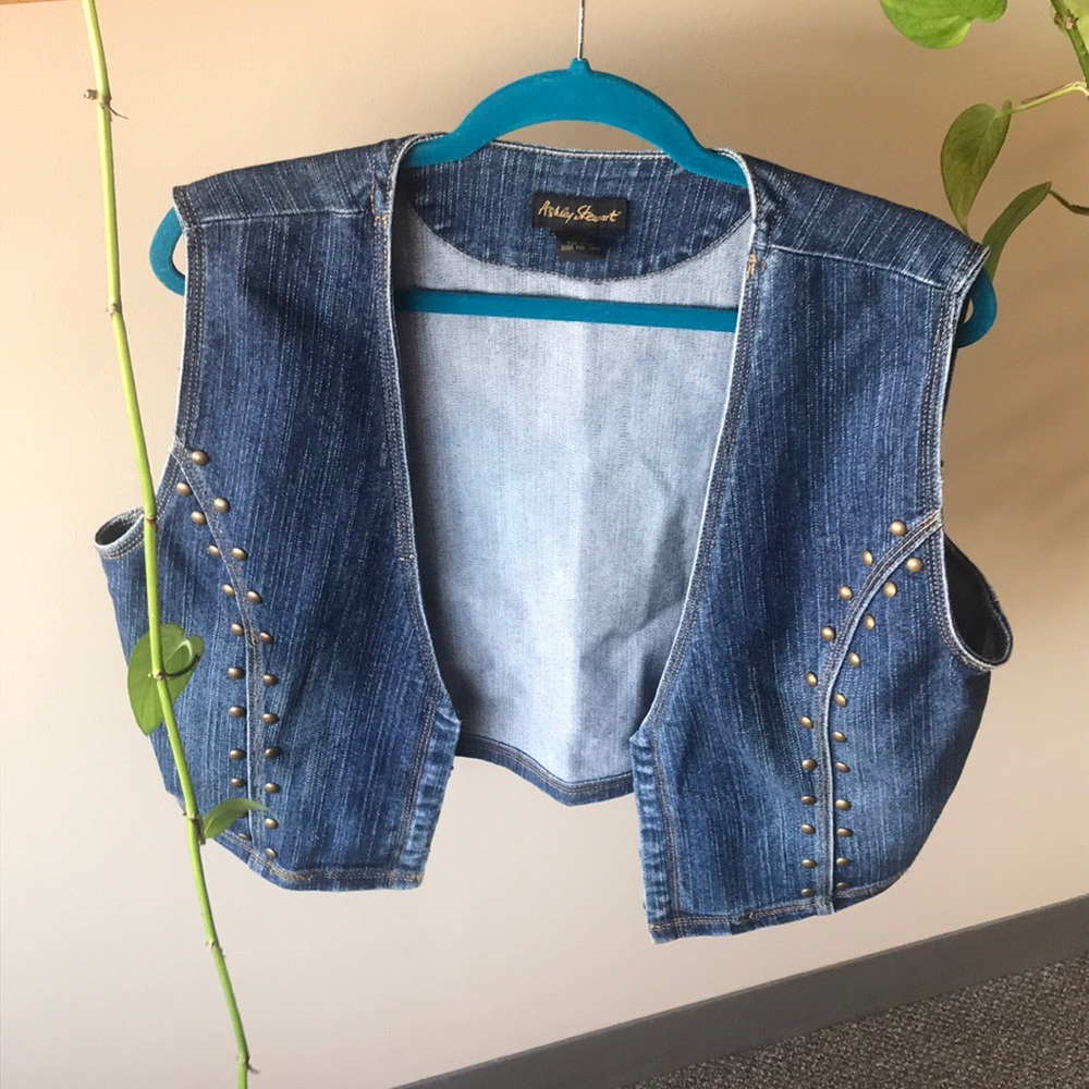 Ashley Stewart Studded Denim Size Vest 16w
